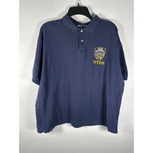 NYPD Polo Mens XL Navy Embroidered Police Dept Patch Cotton Logo Short Sleeve